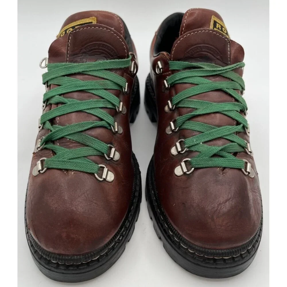 ROOTS TUFF Canada Brown Leather Low Cut Mountain Hiking Boots Men's US 8 D